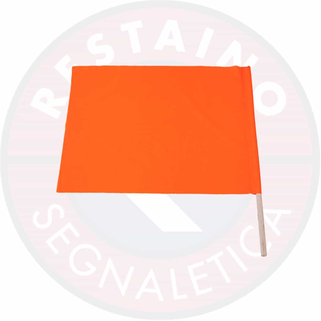 Bandierina Segnaletica arancio fluorescente 60x80 cm manico in legno
