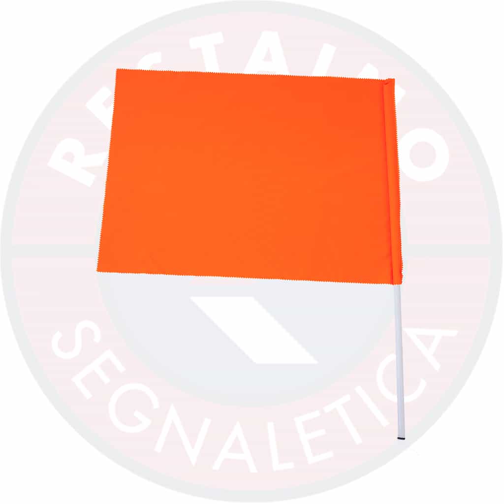 Bandierina Segnaletica arancio fluorescente 60x80 cm manico in metallo
