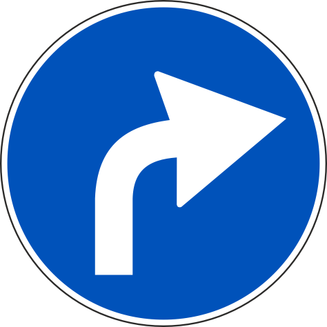 Preavviso di direzione obbligatoria a destra Preavviso di direzione obbligatoria a destra